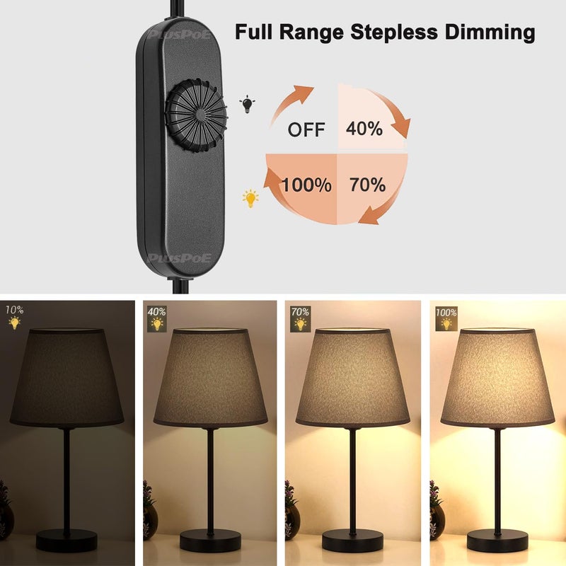 PLUSPOE Inline Lamp Switch 2 Pack, Full Range Rotary Dimmer, Cord Switch Replacement for Floor and Table Lamp, Pendant Light, Works for Incandescent, Halogen Bulbs, Dimmable LED Lights - Image 4